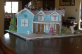 Blue Farmhouse Gingerbread House by Reah Lamfers